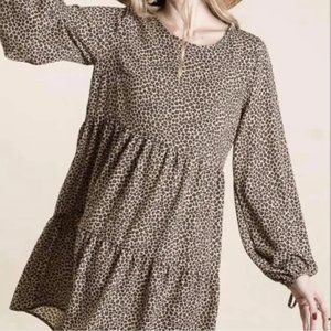 Jade by Jane green cheetah print  tiered dress 1X